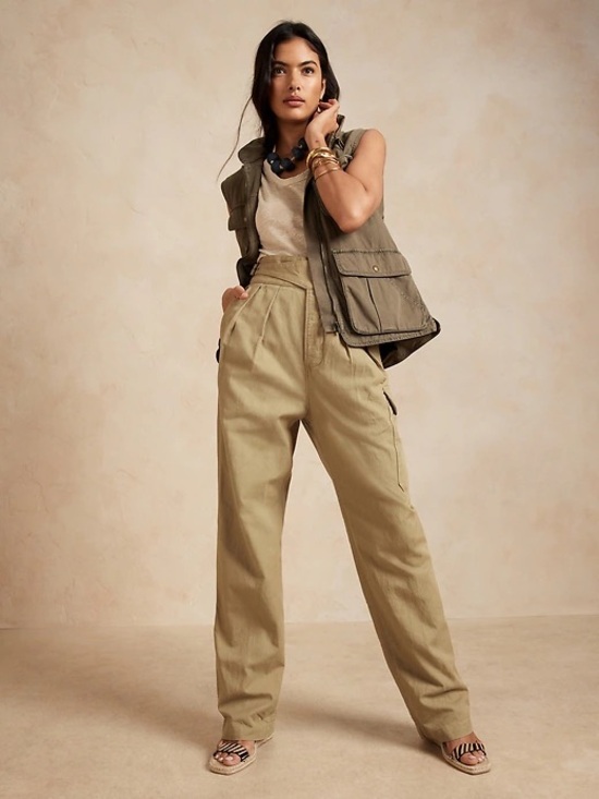Banana Republic Pants - Banana Republic Olive High-Rise Wide-Leg Utility Pants